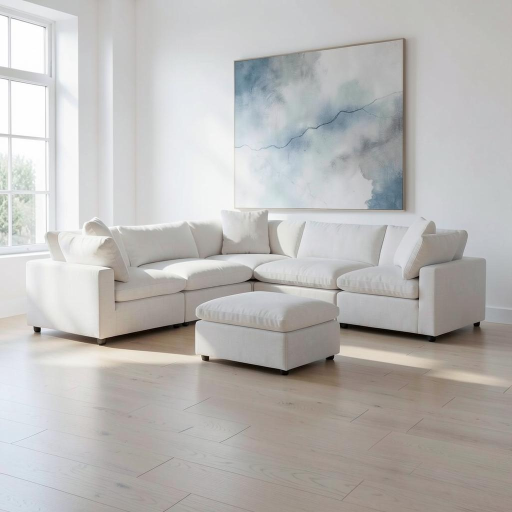 Nami Linen Modular Lounge with Ottoman