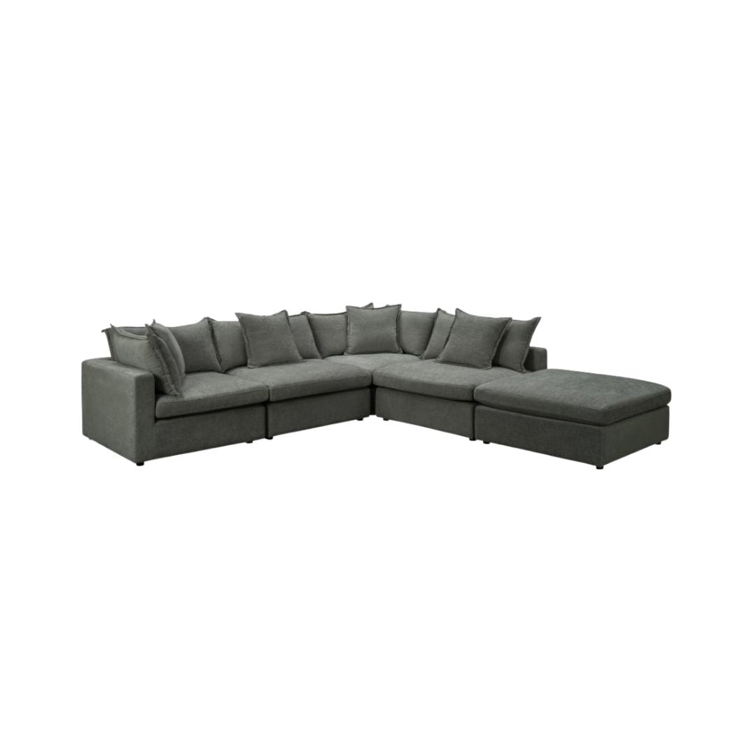 Elix Fabric Modular Corner Lounge with Ottoman