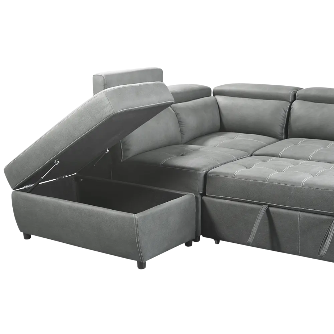 Luna L Shape Sofa Bed with 1 Storage Ottoman & 2 Side Ottomans