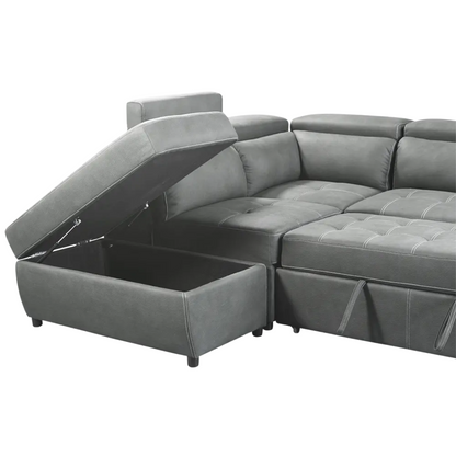Luna L Shape Sofa Bed with 1 Storage Ottoman & 2 Side Ottomans