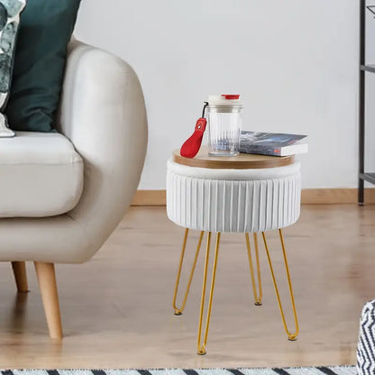 Creative Round Storage Stool- White-3