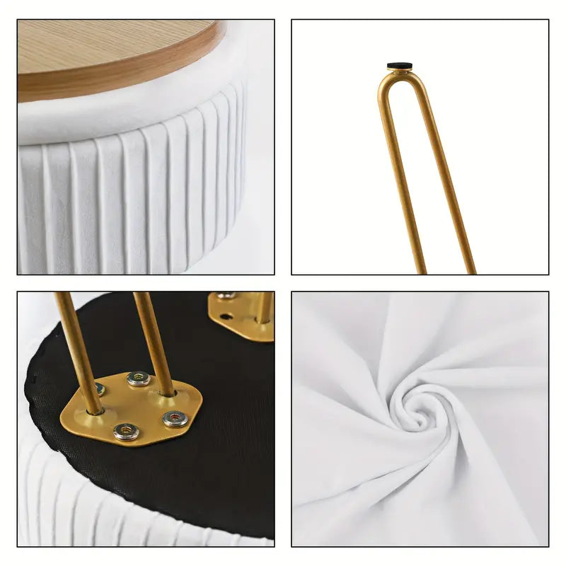 Creative Round Storage Stool- White-1