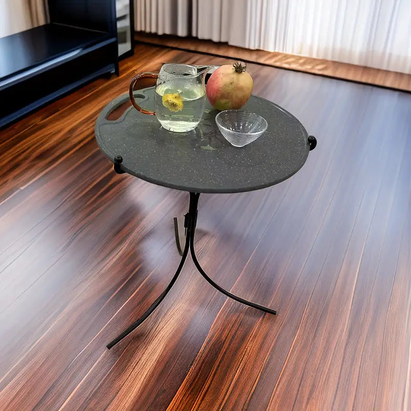 Compact Folding Wrought Iron Round Table-1