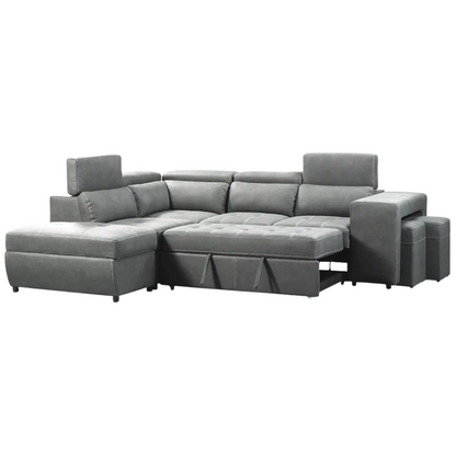 Luna L Shape Sofa Bed with 1 Storage Ottoman & 2 Side Ottomans