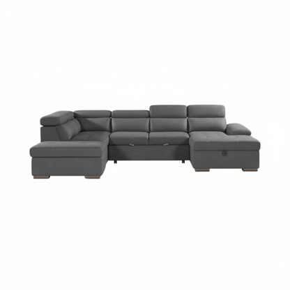 Ravello Rhino Fabric 5 Seater Sofa Bed with Storage Chaise & Storage Ottoman