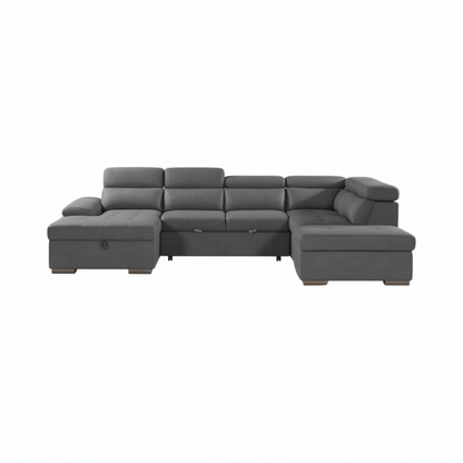 Ravello Rhino Fabric 5 Seater Sofa Bed with Storage Chaise & Storage Ottoman