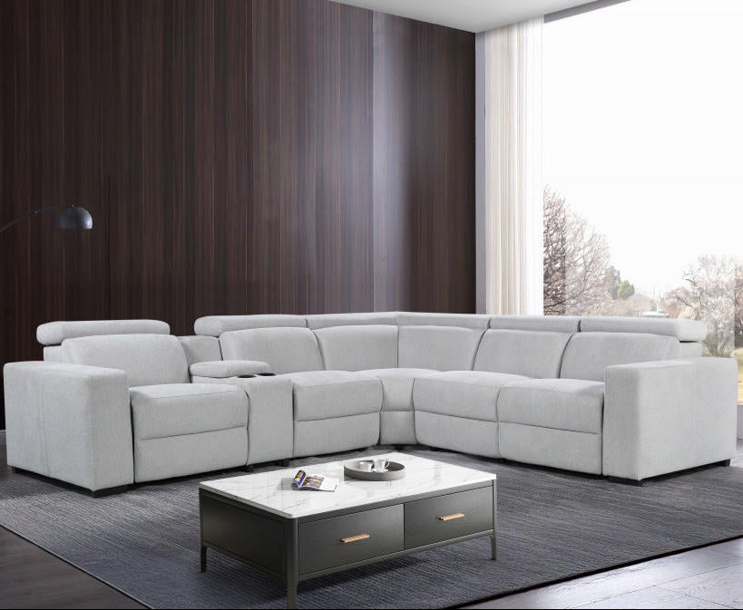 Renzo Electric Recliner Nappa Fabric Modular Corner Lounge