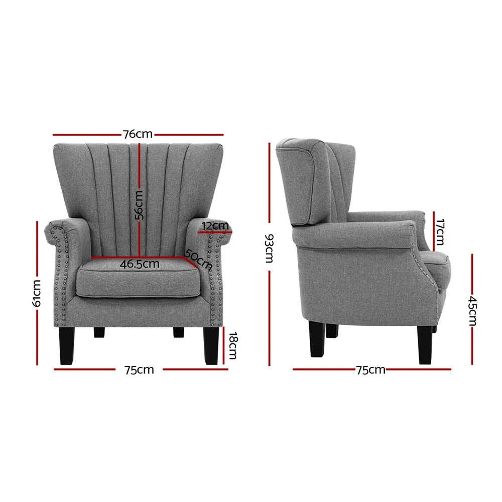 Windsor Grey Wingback Armchair