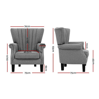 Windsor Grey Wingback Armchair