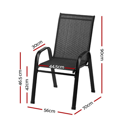 Auri Black Stackable Outdoor Chair - Set of 6