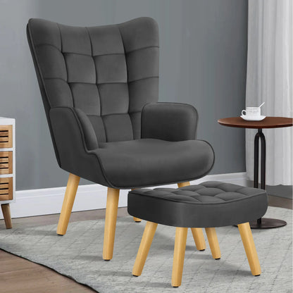 Valencia Fabric Armchair with Ottoman