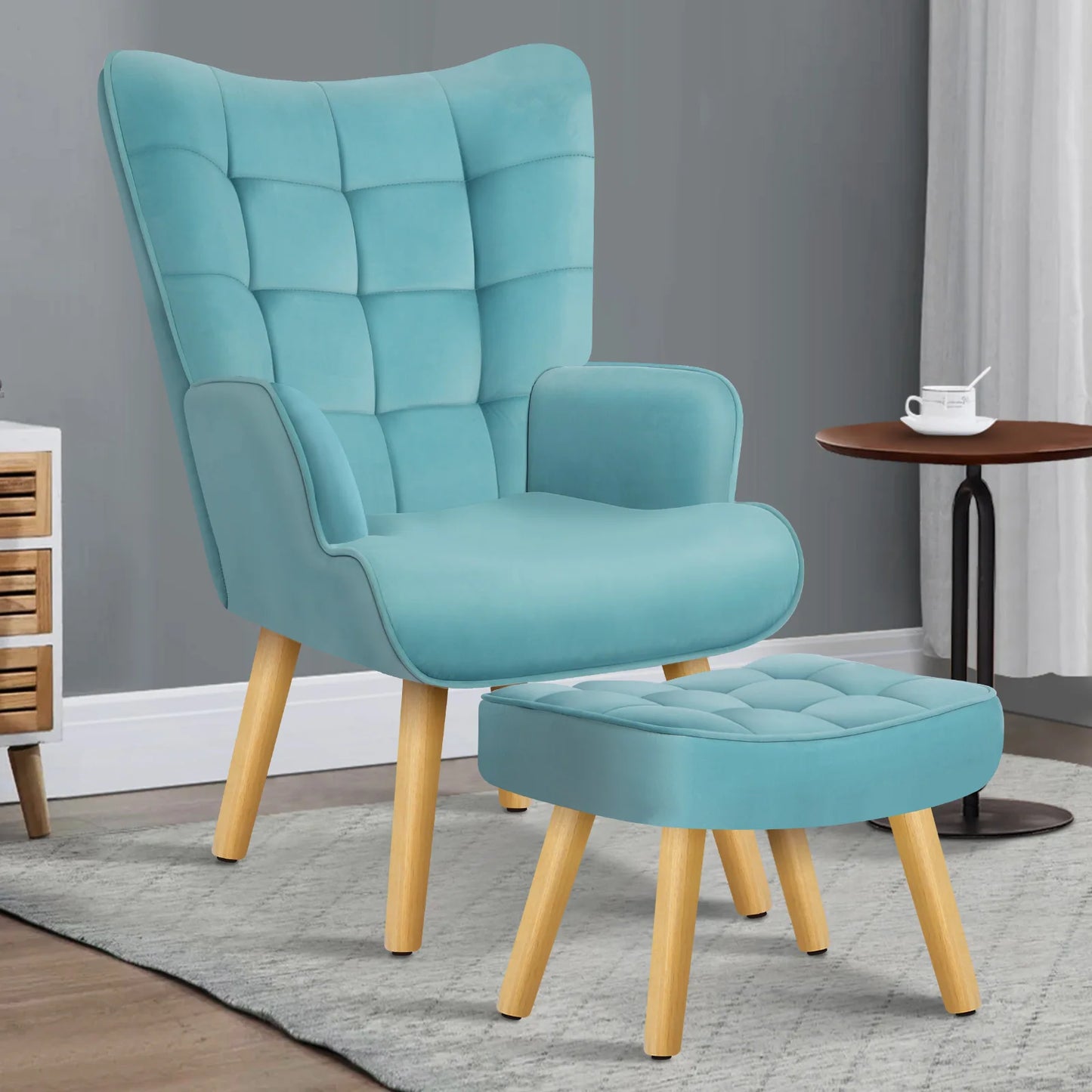 Valencia Fabric Armchair with Ottoman