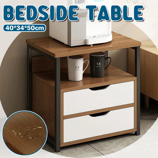 Modern Wood Bedside with 2 Drawers