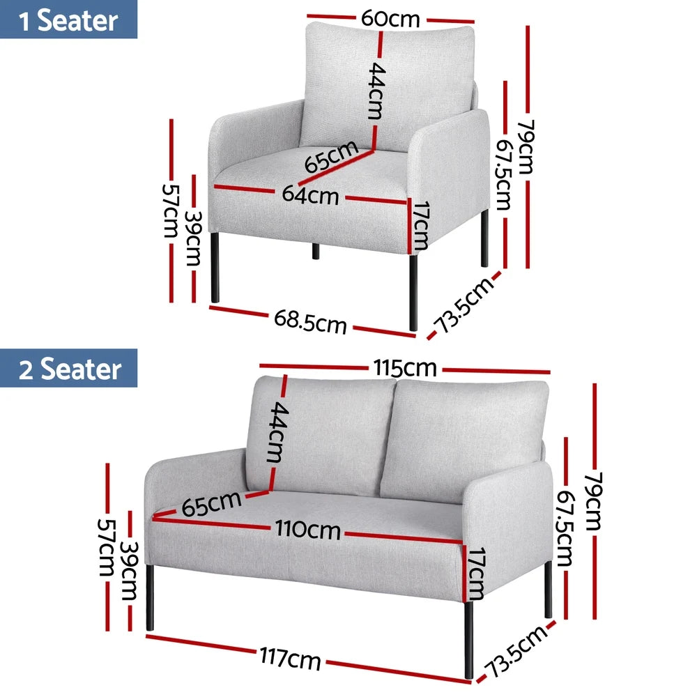 Evelyn 2 Seater & 2 Single Armchairs Lounge Package