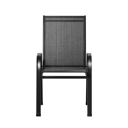 Auri Black Stackable Outdoor Chair - Set of 2
