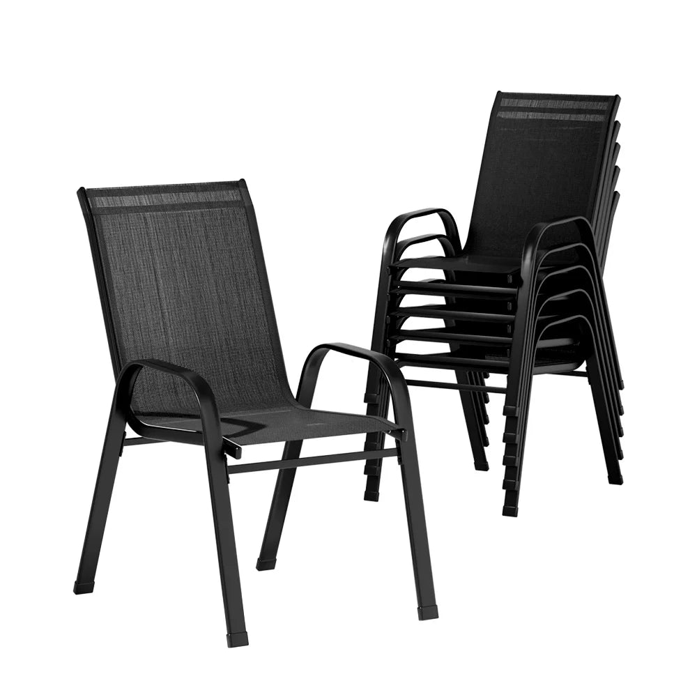 Auri Black Stackable Outdoor Chair - Set of 6