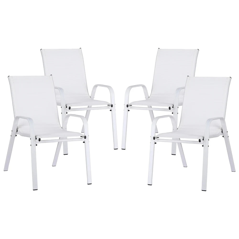 Auri White Stackable Outdoor Chair - Set of 4