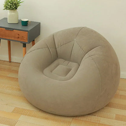 Khaki Inflatable Sofa - Portable Round Lazy Sofa Chair-3