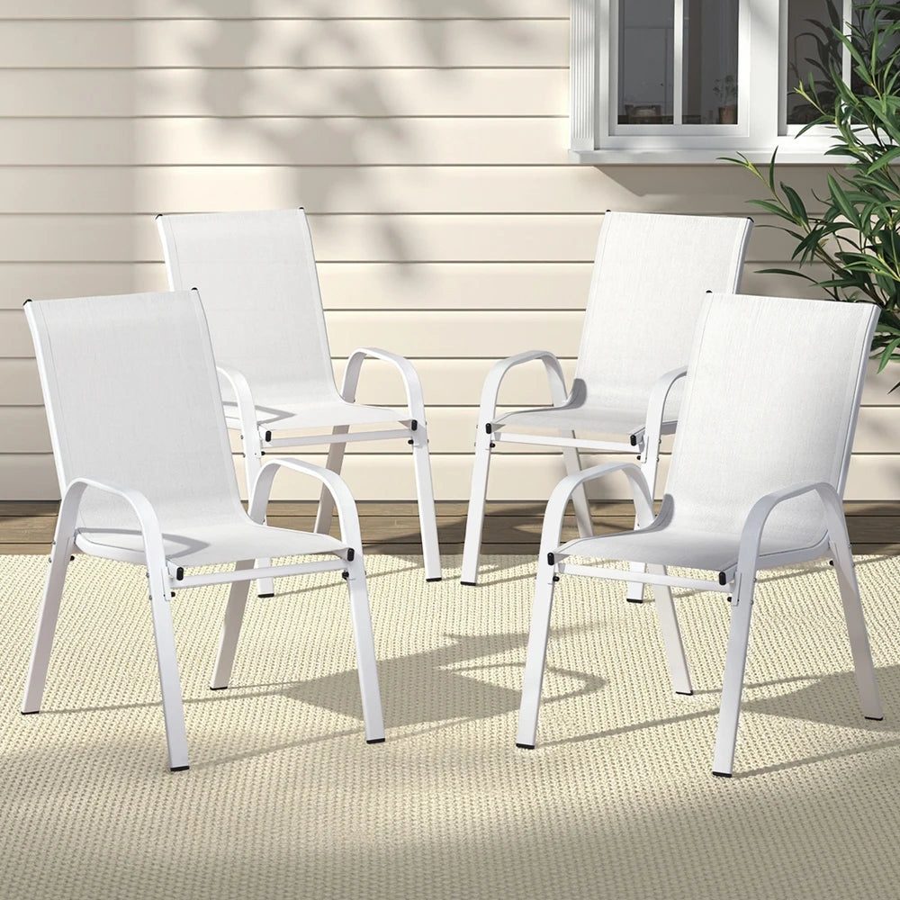 Auri White Stackable Outdoor Chair - Set of 4