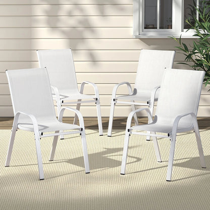Auri White Stackable Outdoor Chair - Set of 4