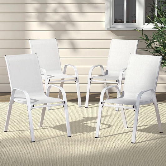 Auri White Stackable Outdoor Chair - Set of 4