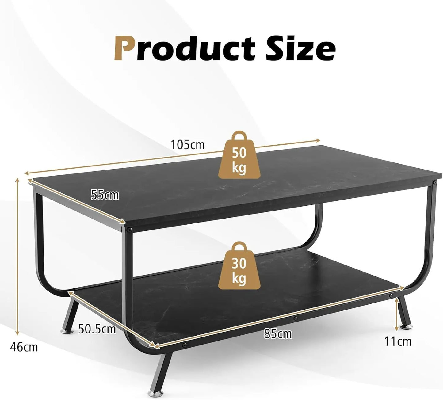 Elandra Marble Finish Midnight Black Coffee Table