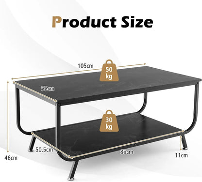 Elandra Marble Finish Midnight Black Coffee Table