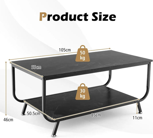 Elandra Marble Finish Midnight Black Coffee Table