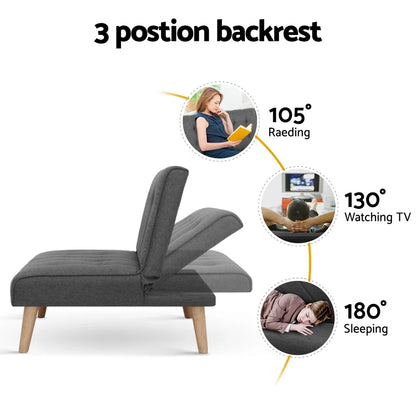 Aureta Single Seater Grey Fabric Sofa Bed - Set of 2