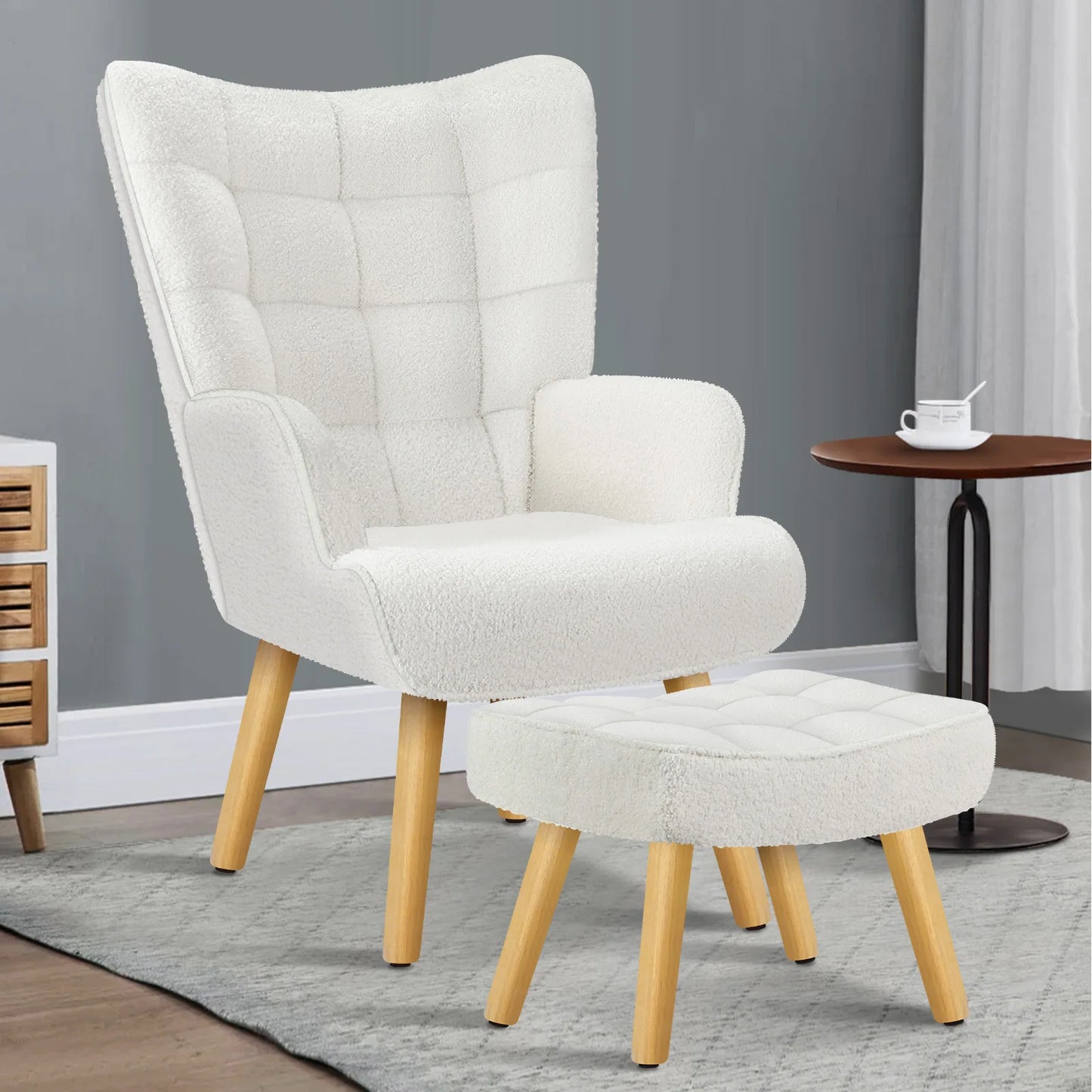 Valencia Fabric Armchair with Ottoman