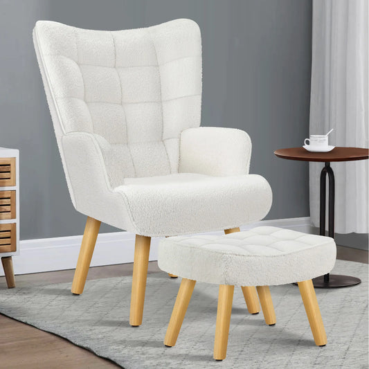 Valencia Fabric Armchair with Ottoman
