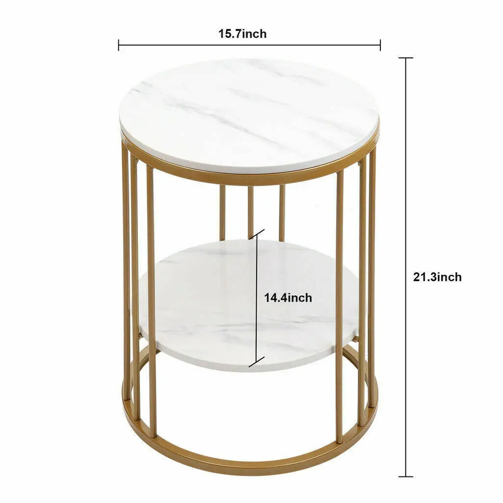 Hela 2-Tier White Marble Side Table
