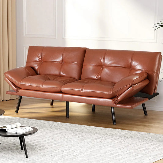 Dexter 3 Seater Sofa Bed & Adjustable Armrest - Jersey Brown