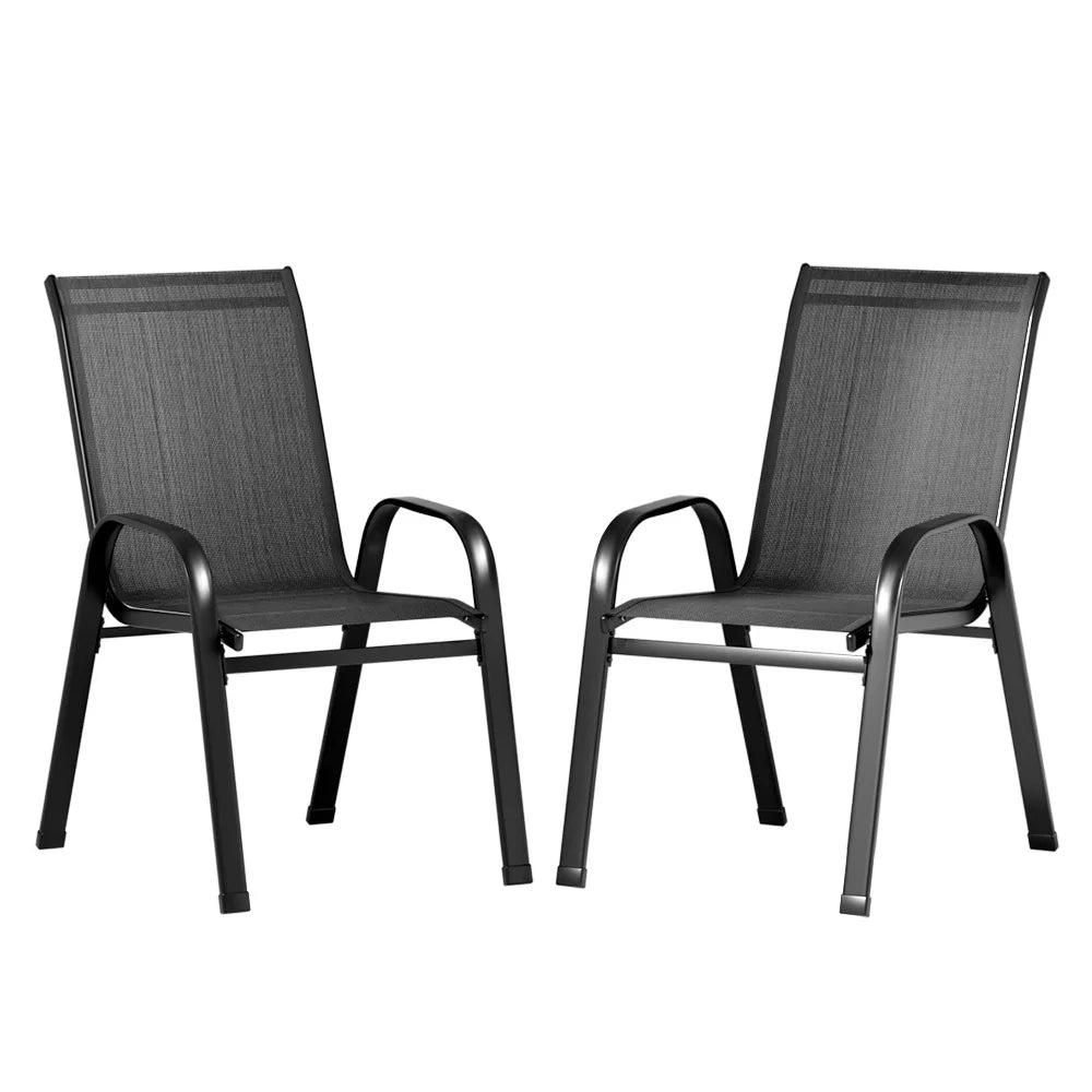 Auri Black Stackable Outdoor Chair - Set of 2