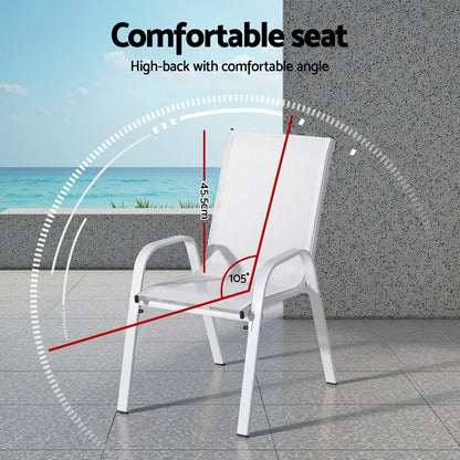 Auri White Stackable Outdoor Chair - Set of 4