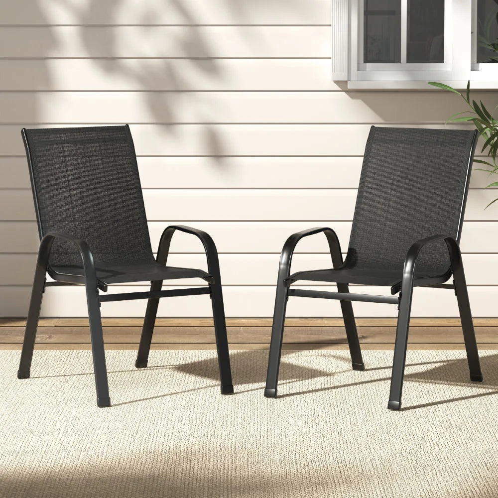 Auri Black Stackable Outdoor Chair - Set of 2
