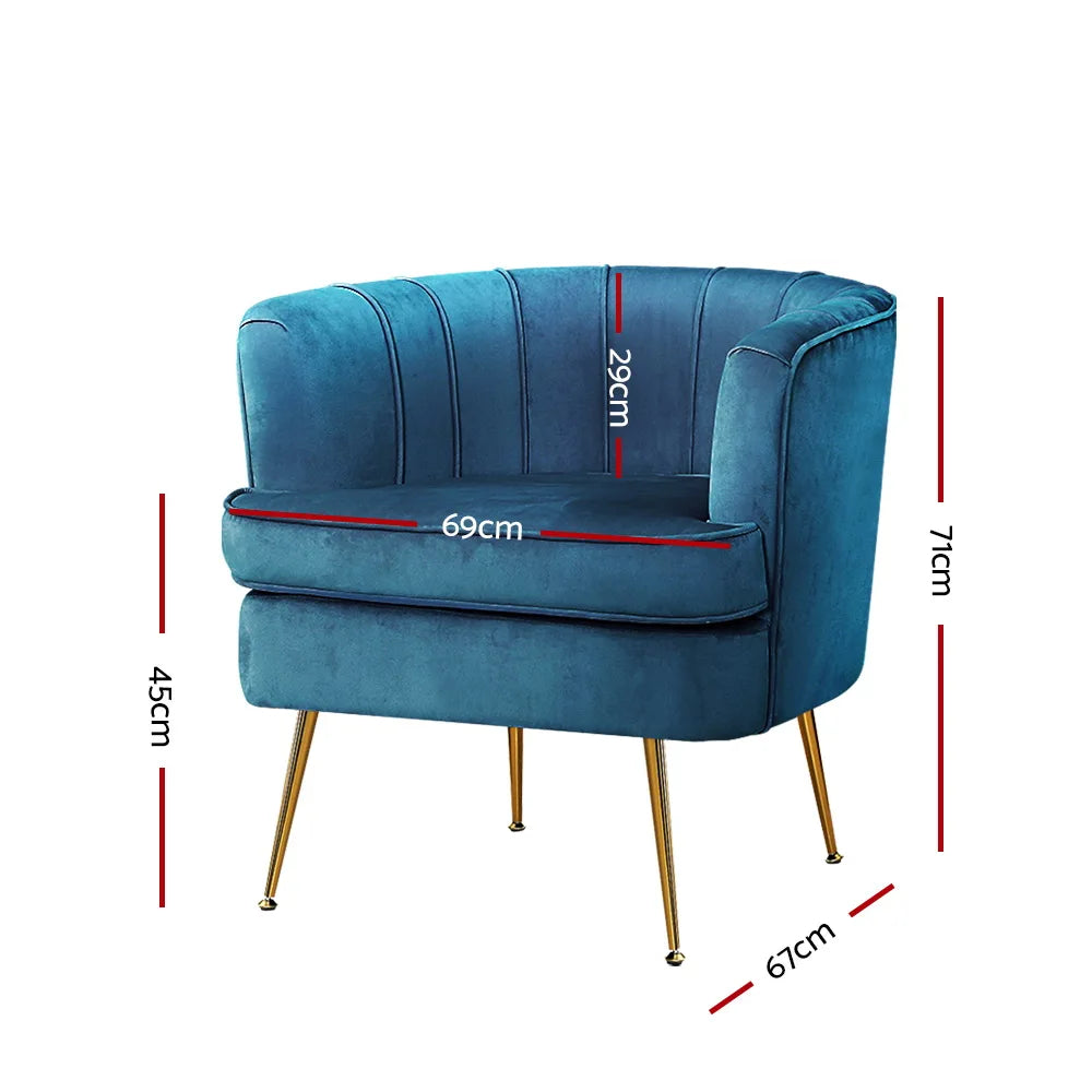 Atlantis Blue Velvet Armchair