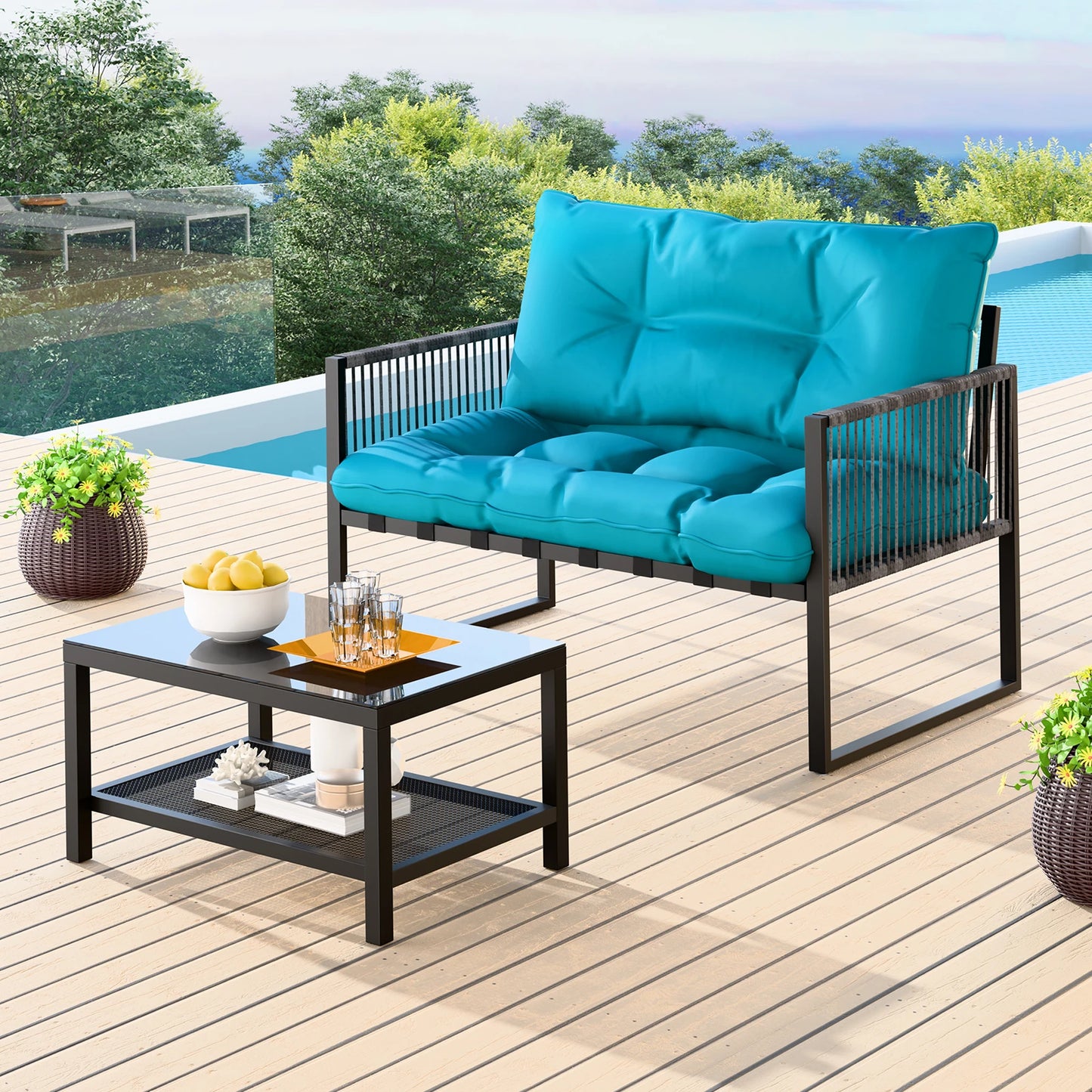 Zyric 2 Seater Outdoor Chair and Table Set