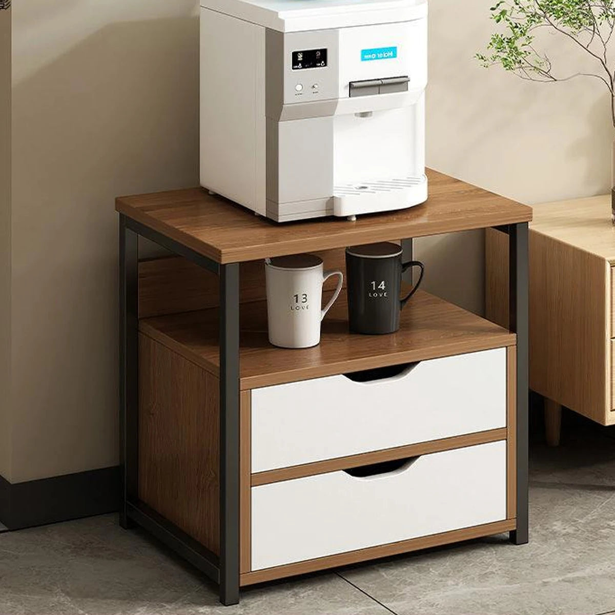 Modern Wood Bedside with 2 Drawers