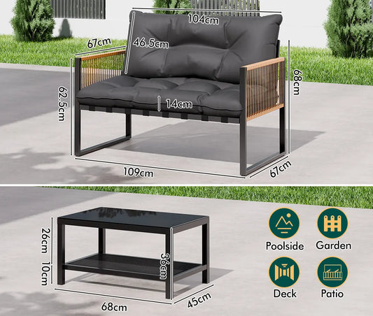 Zyric 2 Seater Outdoor Chair and Table Set