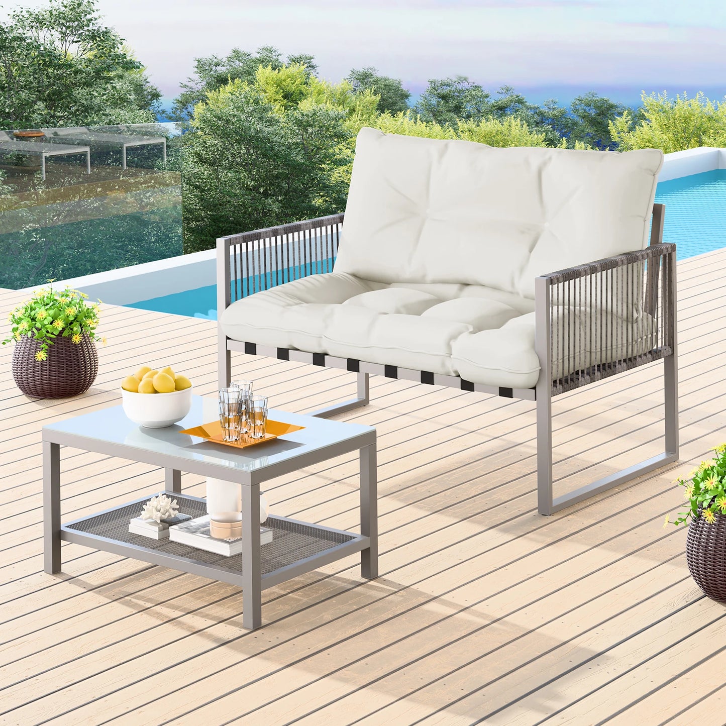 Zyric 2 Seater Outdoor Chair and Table Set