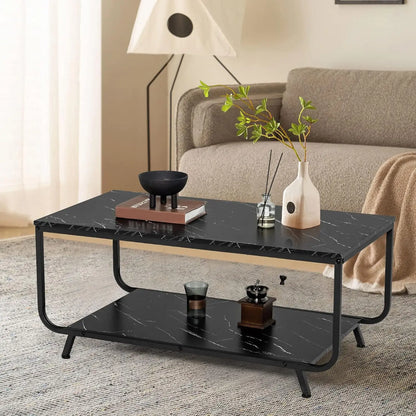 Elandra Marble Finish Midnight Black Coffee Table