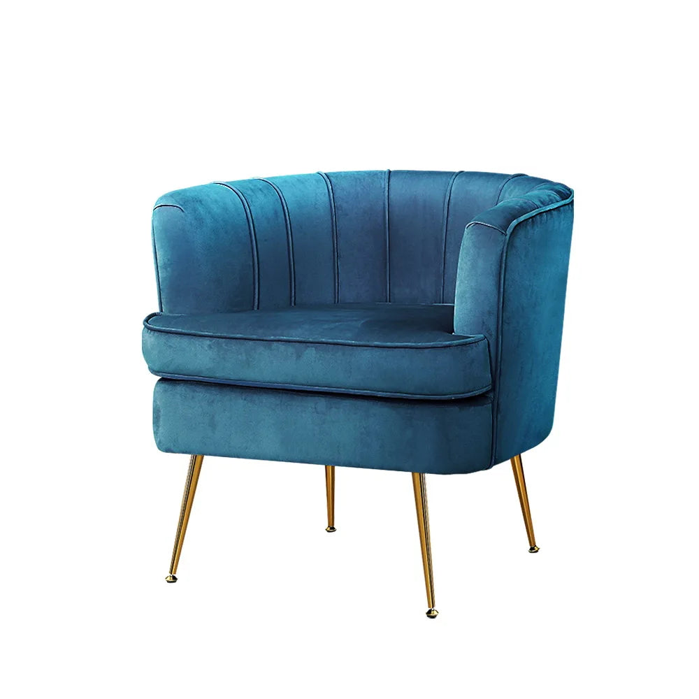 Atlantis Blue Velvet Armchair