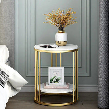 Hela 2-Tier White Marble Side Table