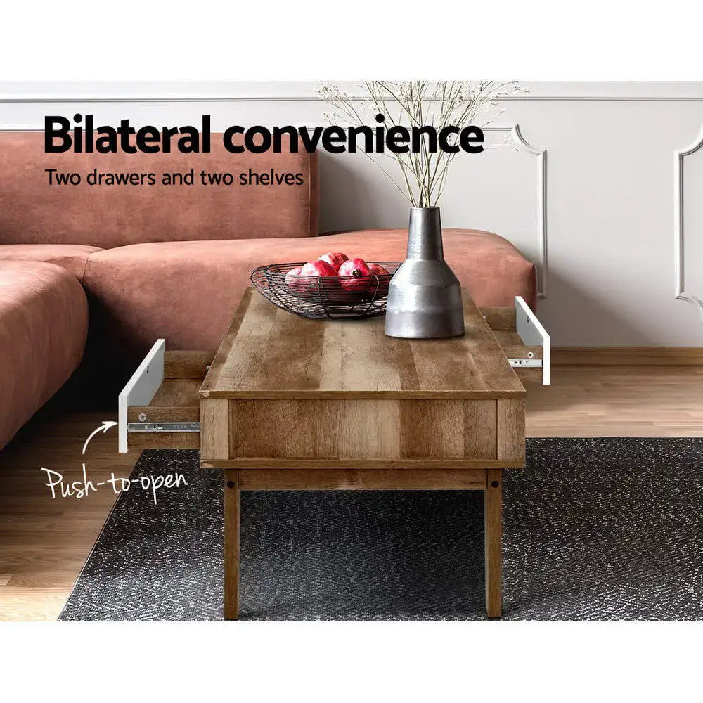 Corvin 2 Drawer Walnut Coffee Table