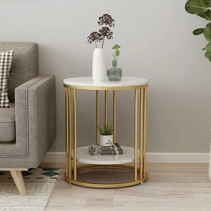 Hela 2-Tier White Marble Side Table