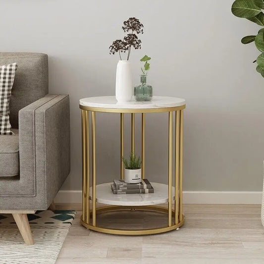 Hela 2-Tier White Marble Side Table