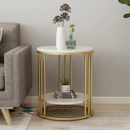 Hela 2-Tier White Marble Side Table