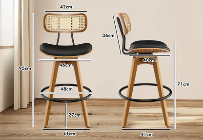 Elvara Swivel Rattan Bar Stool - Set of 2