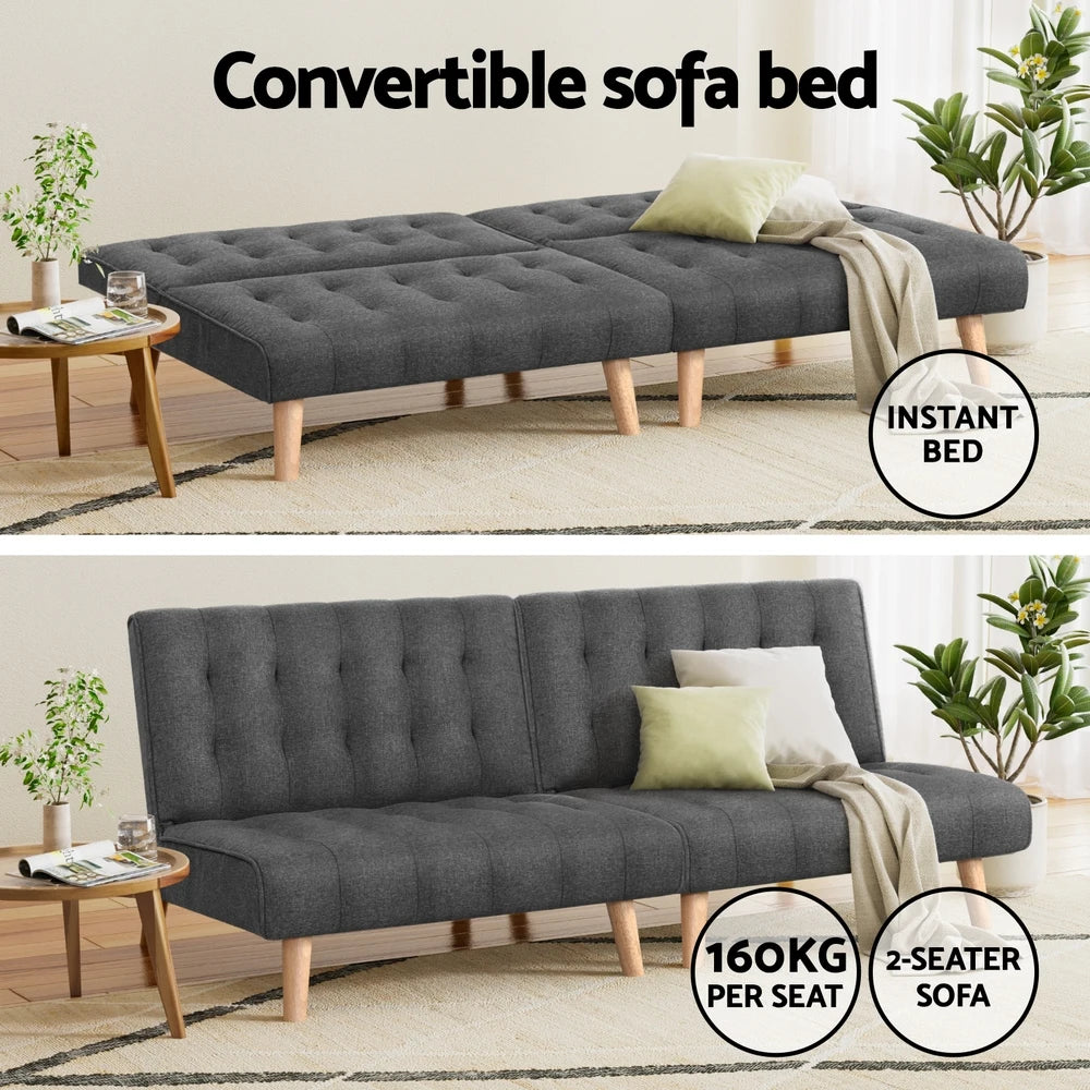Aureta Single Seater Grey Fabric Sofa Bed - Set of 2
